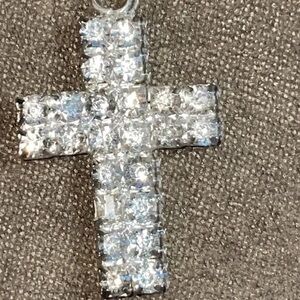 Versace Silver Cross Necklace with Sparkling Gemstones